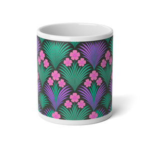 Jumbo Mug, 20oz, Midnight Hibiscus Deco Pink | Tropical Coffee Cup