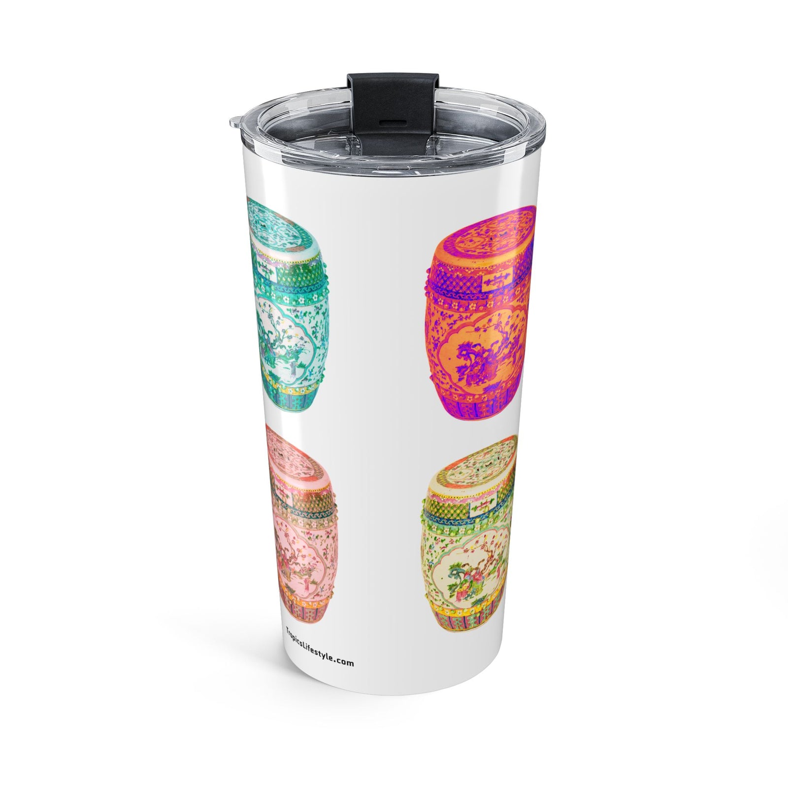Tumbler 20oz - Pop Art Porcelain Stools, White
