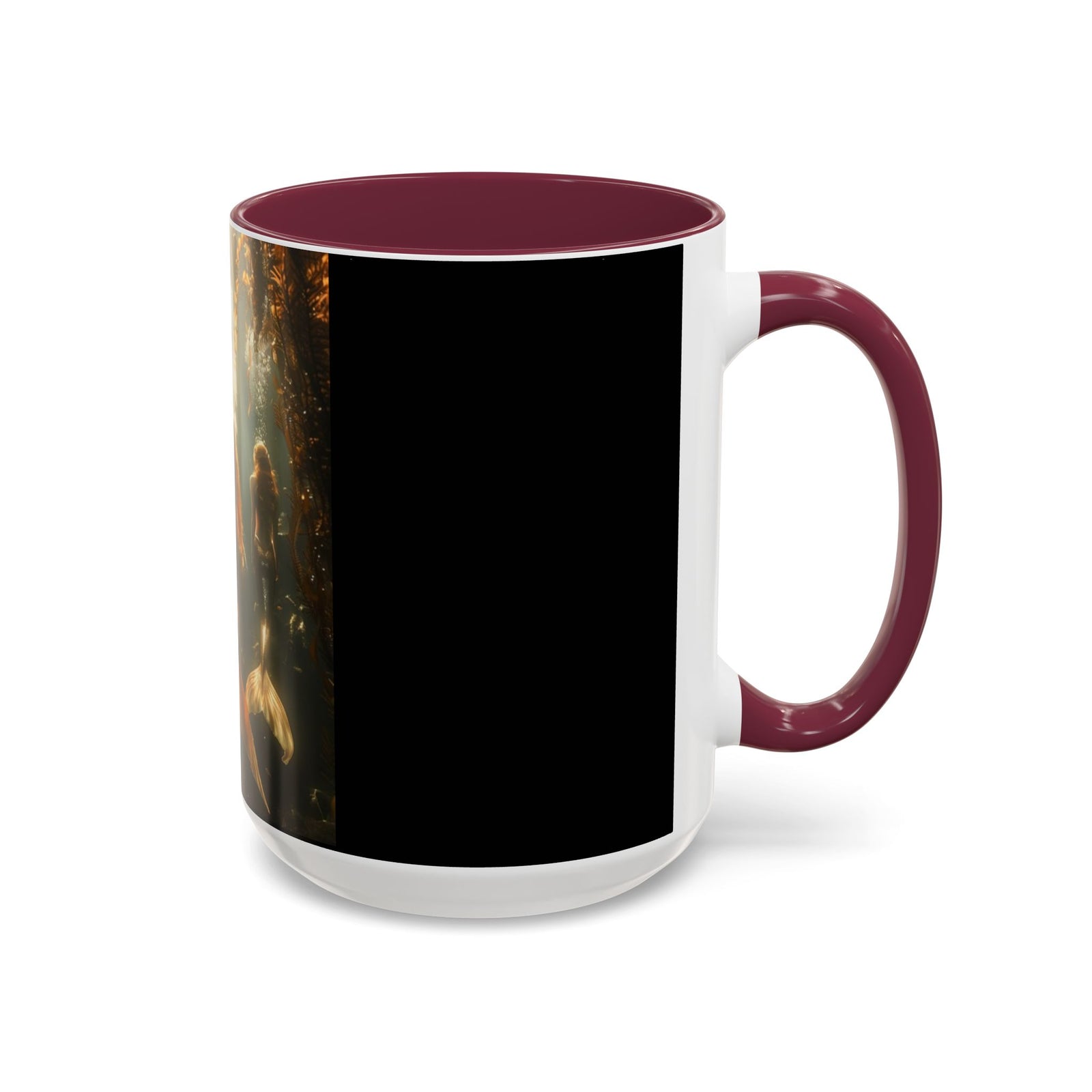 Colorful Mugs (11oz, 15oz), Three Mermaid Sisters, Black