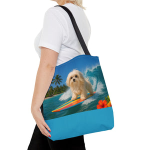 Puppy Ariel the Dog Surfer Tote Bag - 3 Sizes