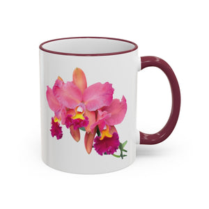 Accent Rim & Handle Mug – Pink Orchids