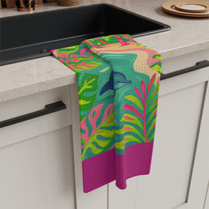Tropical Microfiber Coffee/Tea Towel ~ Jumping Dolphins