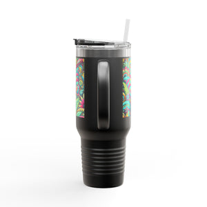 Insulated Travel Mug, 40oz / Rainforest Butterfly Pop - Perfect for Outdoor Adventures