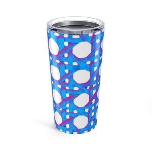 20oz Tropical Glossy Tumbler, Stainless Steel / Wicker Blue