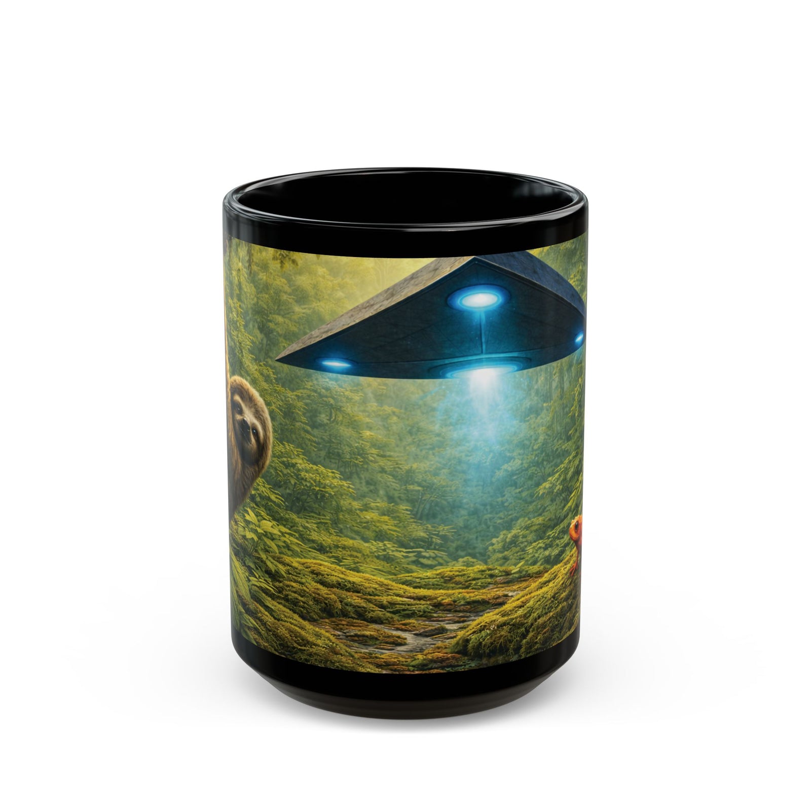 Black Coffee Mug - UFO & Sloth