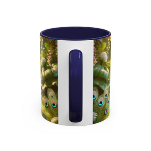 Accent Coffee Mug (11, 15oz), 8 Colors - Baby White Peacock