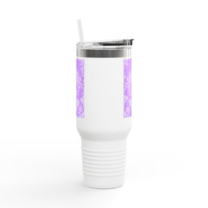 Insulated Travel Mug - 40oz - Perfect for Outdoor Adventures / Pearl Lady Toile/Amethyst