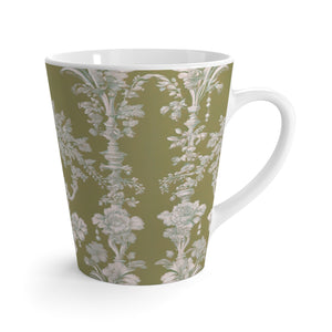 Latte White Mug - Perfect for Coffee Enthusiasts / Pearl Lady Toile, highborn green