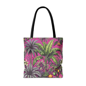 Tropical Fruit/Hot Pink Tote Bag - 3 Sizes