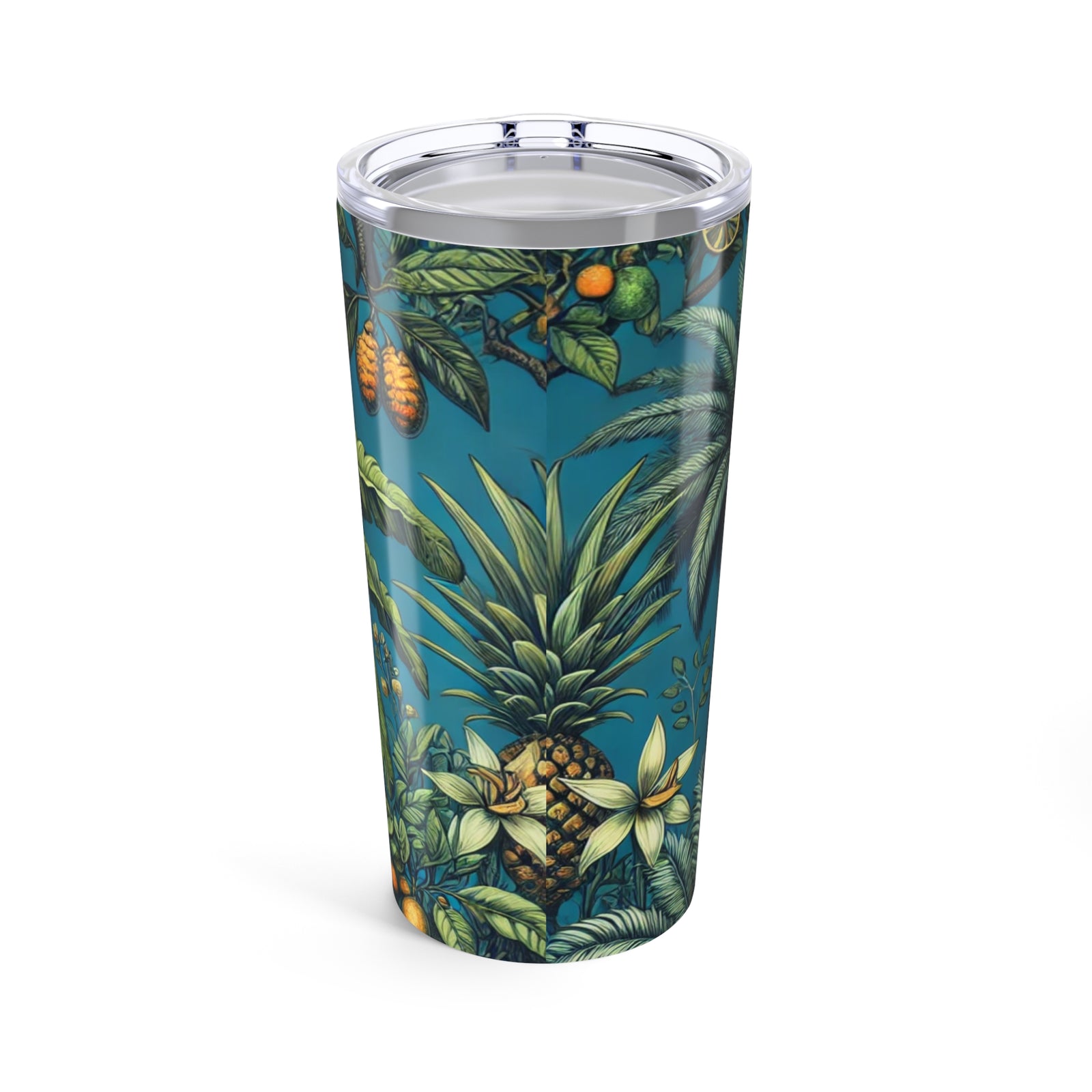 20oz Tropical Glossy Tumbler, Stainless Steel / Tropical Fruit Blue