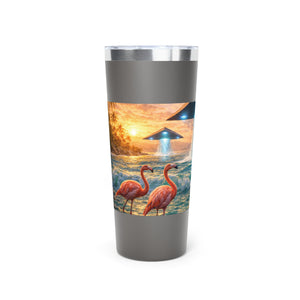 22oz Insulated Tumbler/Vacuum Copper Travel Cup — Flamingos & UFOs