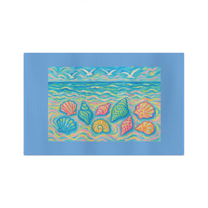 Tropical Microfiber Coffee/Tea Towel – Coastal Seashell Glow, Lt Blue