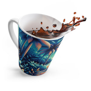 Latte White Mug - Perfect for Coffee Enthusiasts / Neon Blues Beach