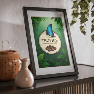 Coffee Wall Art, Framed Poster ~ Rainforest Morpho Butterfly (Our Brand)