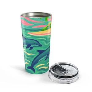 20oz Tumbler — Tropical Jumping Dolphins Travel Cup