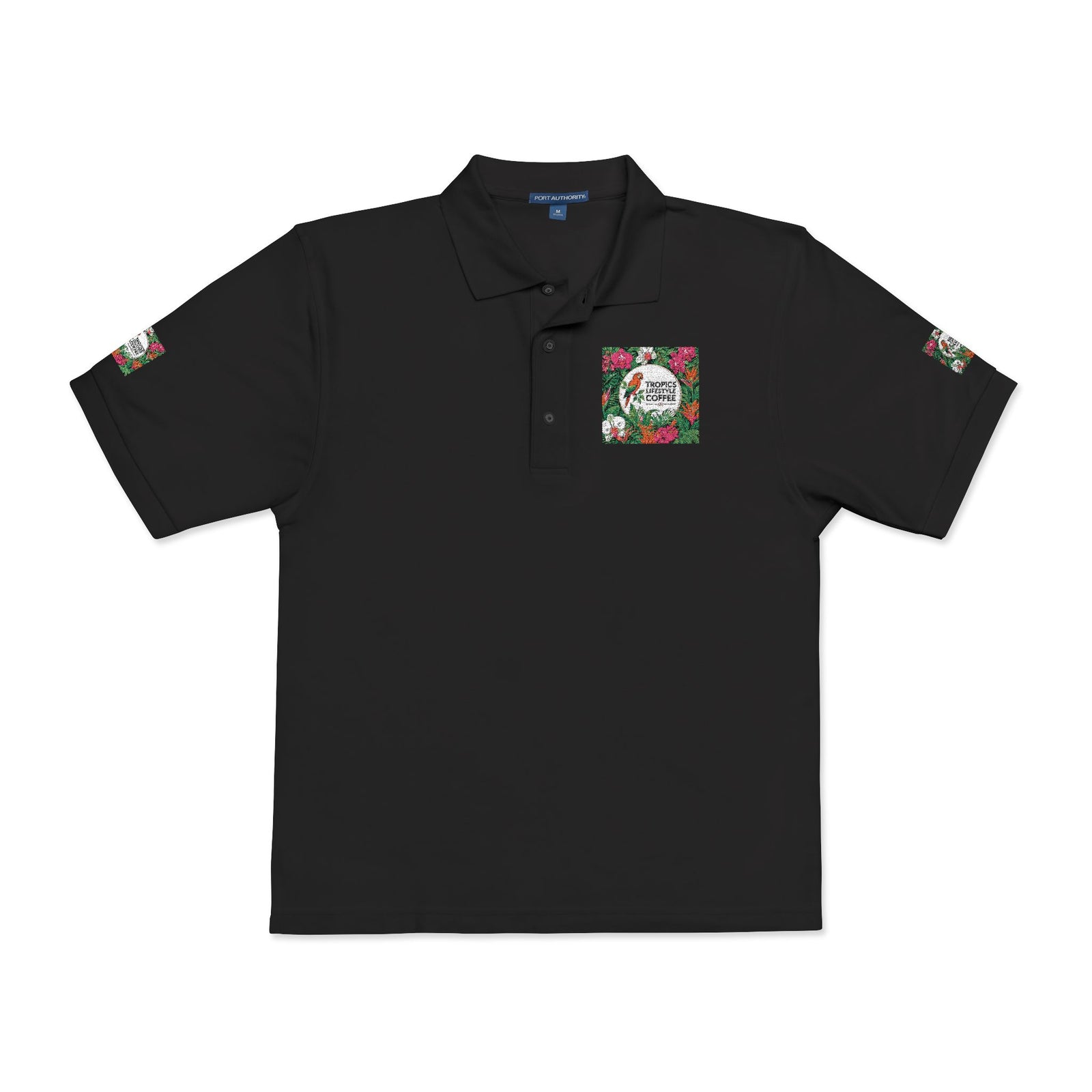 ‘Good Vibes’ Embroidered Polo ~ Tropics Lifestyle Coffee Logo, Many Colors