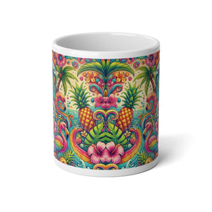 Jumbo Mug, 20oz, Flamingo Waves | Tropical Coffee Cup
