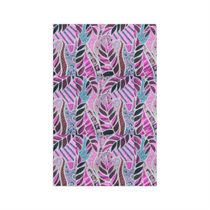 Tropical Microfiber Coffee/Tea Towel ~ Botanical Amazon Whimsy, Pink