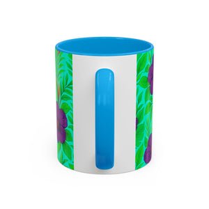 Accent Color White Mug - 11oz & 15oz / Midnight Flower Green