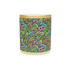 Tropical Metallic Mug, Gold or Silver: Rainforest Blooms
