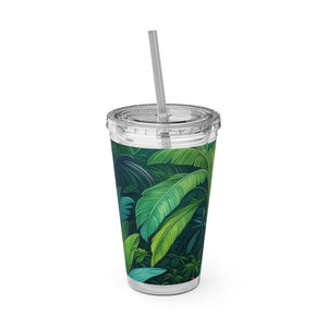 Tropical Tumbler with Straw | 16oz Colorful Travel Cup / Sleeping Spot