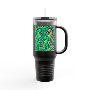 Seahorses Lime Insulated Travel Mug - 40oz - Perfect for Outdoor Adventures