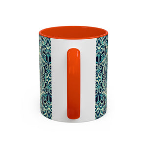 Accent Color Coffee Mug, Many Colors - 11oz & 15oz / Twisted Aqua Octopus