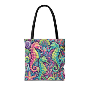 Seahorse Trio Tote Bag, Brights - 3 Sizes