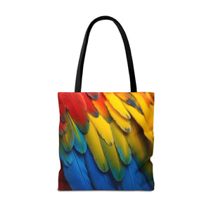 Tropical Macaw Parrot Feathers Tote Bag - Colorful Design, 3 Sizes