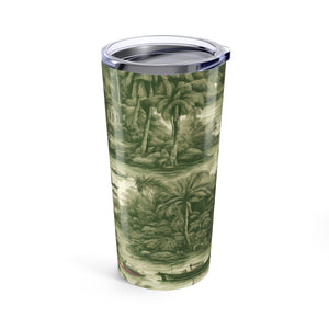 20oz Tropical Glossy Tumbler / Tropical Toile, Green