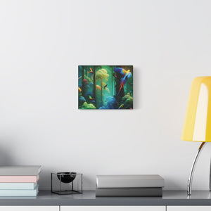 Tropical Parrots Canvas Wall Art — Vibrant Flight School Jungle Scene Matte