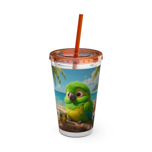 Tropical Tumbler with Straw | 16oz: Lulu the Parrot