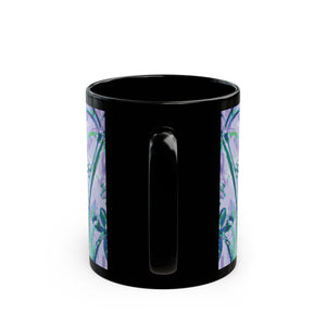 Black Coffee Mug - Tropical Doodles, Lilac