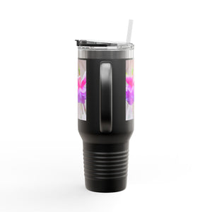 Insulated Travel Mug, 40oz / Floral Two Fuchsias, Gothic - Perfect for Outdoor Adventures