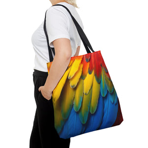 Tropical Macaw Parrot Feathers Tote Bag - Colorful Design, 3 Sizes