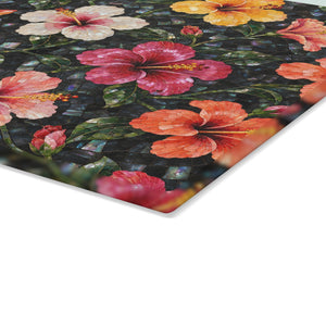 Glass Coffee Station Tray– Tropical Hibiscus Garden