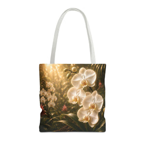 Orchid Garden Tote Bag — Sunlit White Orchid Floral All-Over Print