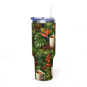 40oz Thermal ~ Tropical Coffee Lover Parrots