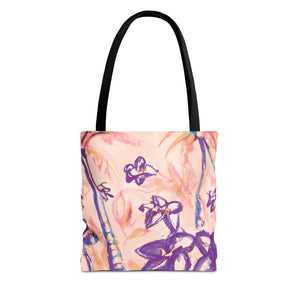 Peach Tropical Doodles Tote Bag - 3 Sizes