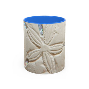 Colorful Mugs (11oz, 15oz), Disco Sand Dollar Macro