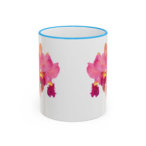 Accent Rim & Handle Mug – Pink Orchids