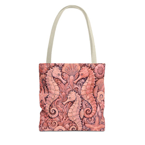 Seahorse Trio Tote Bag, Red - 3 Sizes