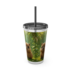 Tropical Tumbler with Straw | 16oz Colorful Travel Cup / Baby Cabybara