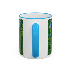 Accent Rim & Handle Coffee Mug ~ Parrot Family, Blue