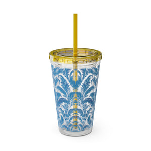 Tropical Tumbler with Straw | 16oz Colorful Travel Cup / Rocco Blues