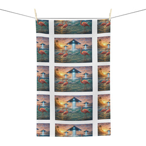 Tropical Microfiber Coffee/Tea Towel – Flamingos & UFO