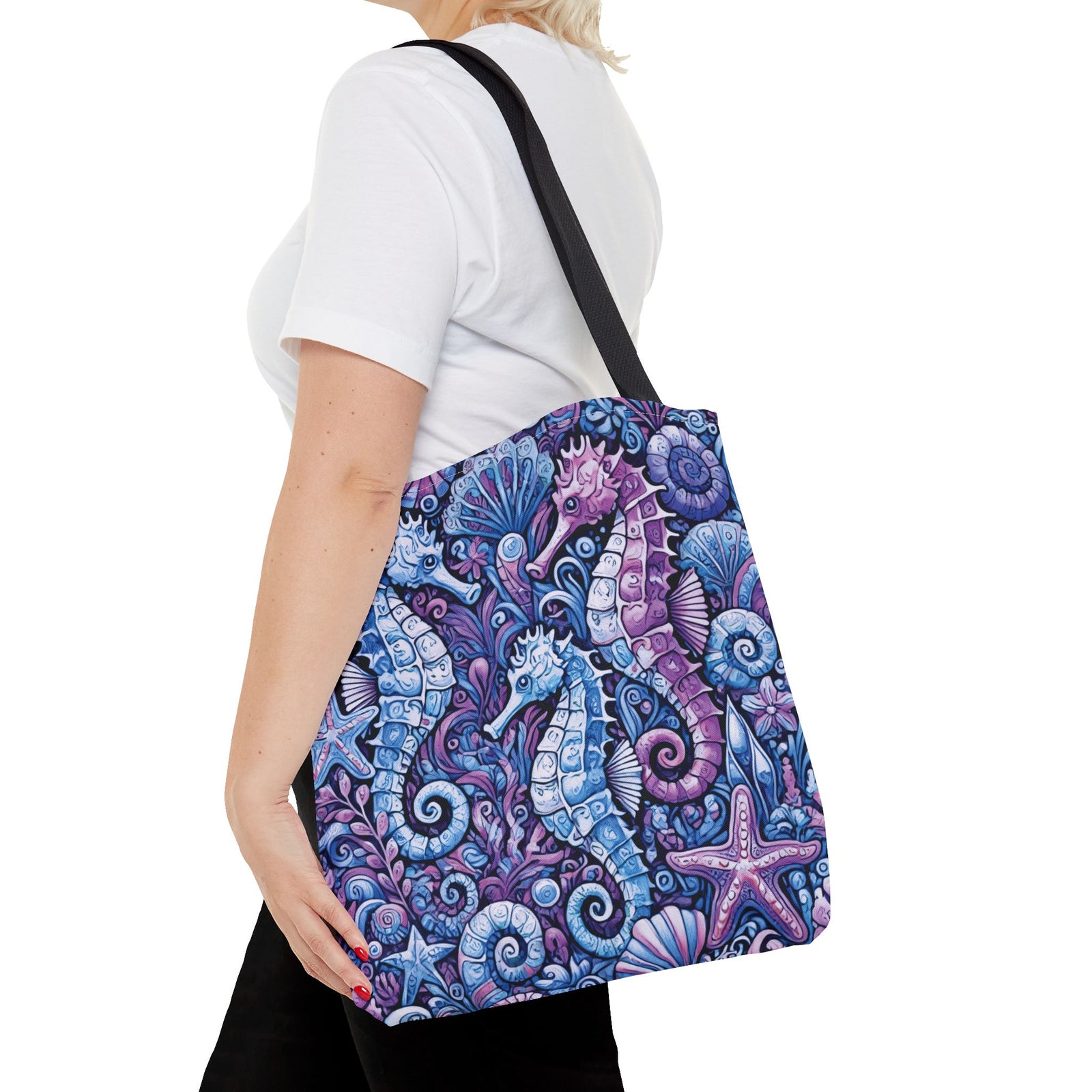 Seahorse Trio Tote Bag, Blue - 3 Sizes