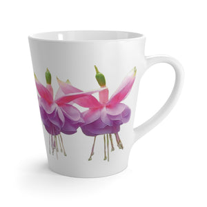 Latte White Mug, Floral - Tropical Fuschsias/White