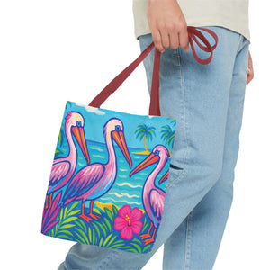 Beach Pelican Party Tote Bag - 3 Sizes