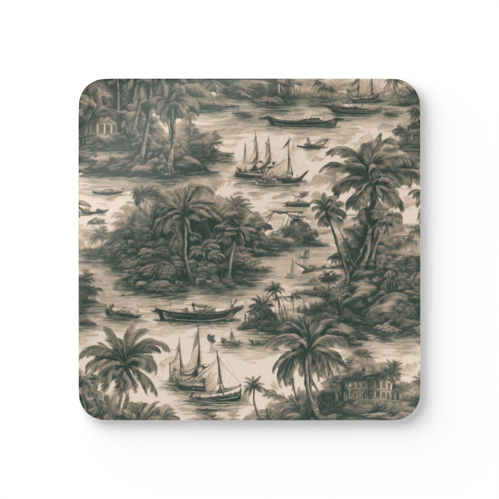 Coaster Set/4 - Tropical Toile #1, Black